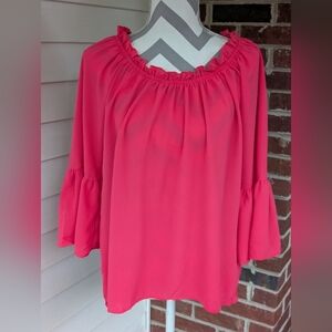 Forever Grace Women's Pink Ruffle Bell Sleeve Blouse Size Medium